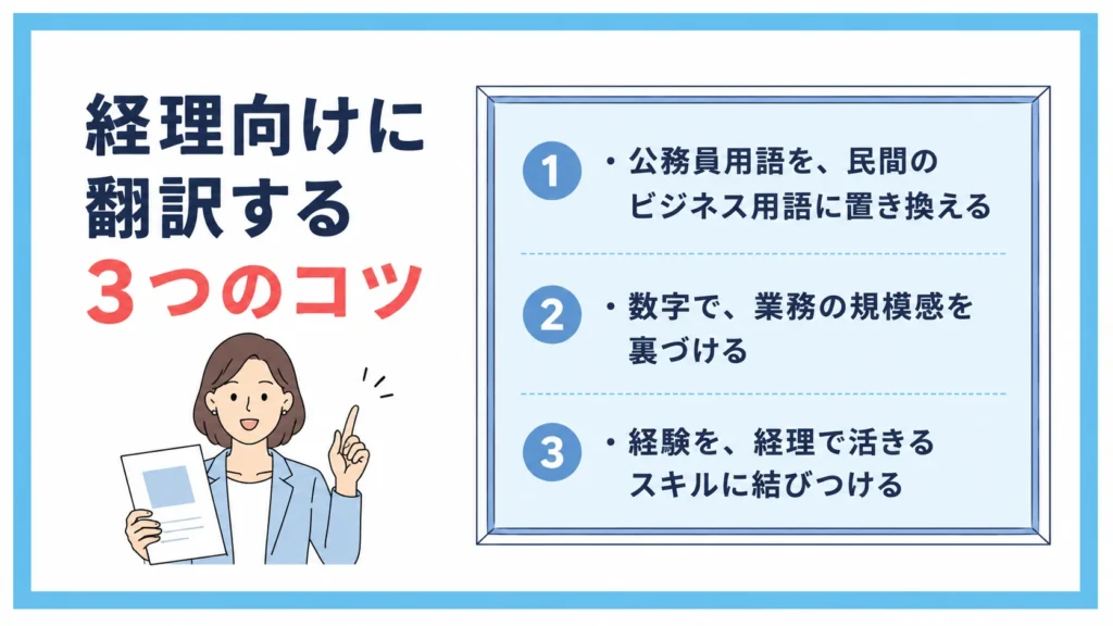 公務員の経験を「経理向け」に翻訳する3つのコツ